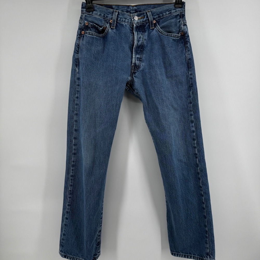 Levis 501 Original Fit Jeans Mens 30x30 (29x29) Blue Denim Button Fly Straight - Picture 12 of 16